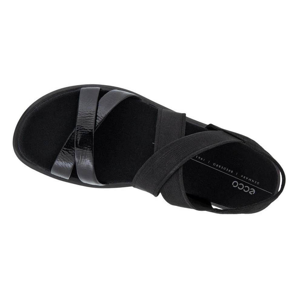 Ecco Flowt Platta Strappys Sandaler Dam Svarta | SE 181FDN